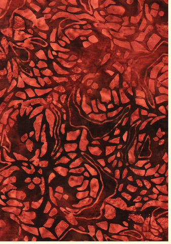 CACB 786 FB3 Floral Boutique Batik Cotton Rust Brown Geometric Flowers on Mid Brown for Patchwork and Quilting
