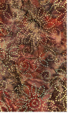 Cotton Batik fabric with gold and brown floral patterns