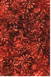 Rust Brown Cotton Batik fabric with floral pattern