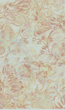 Tan Green Cotton Batik Fabric with intricate floral pattern in pastel colors