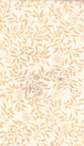 CACB 798 FB3 Floral Boutique Batik Cotton Cream and Gold Flowers and Leaves on Cream for Patchwork and Quilting