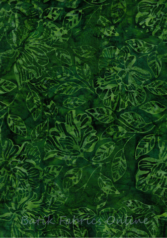 CAG 422 FB2 Mid Green Leaves on Dark Green Cotton for Patchwork and Quilting