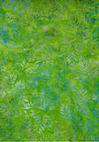 CAG BM 001 Floral Boutique Blue Turquoise Leaves on Lime Green Cotton for Patchwork and Quilting