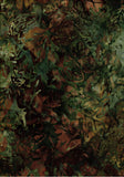 CAG 1019 Dark Green and Brown Leaves Batik Fabric