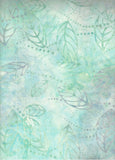 CAG 1024FB Floral Boutique Pale Aqua Blue Green with Grey Leaves  and Dots Batik Cotton