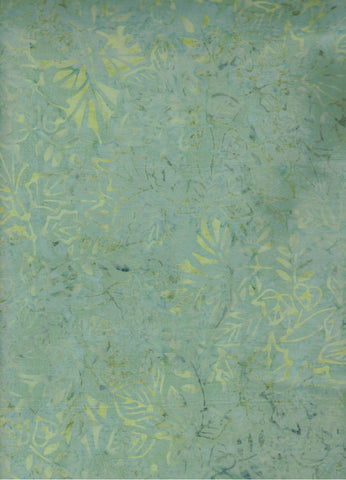 CAG 1028 FB Floral Boutique Lime Yellow and Dark Green Leaves on Mint Green Batik Cotton