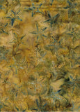 CAG 158 Teal Blue Starfish on Mustard Grey Green 1.5M Sale Piece Batik cotton