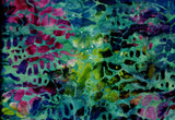 CAG 437 T Multi Coloured Irregular Tiles on Aqua Green Batik Cotton, for Patchwork, Quilting and Sewing