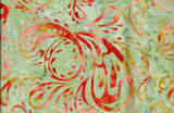CAG 438 H Peach to Gold Spirals and Teardrops on Mint Green Hoffman Batik Fabric for Patchwork and Quilting
