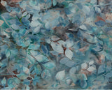 Artistic depiction of leaves in blue and green tones
