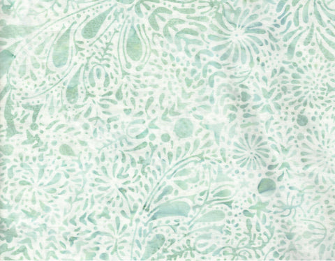 CAG 441 H Pale Mint Green Abstract Leaf Sprays on a Tiny White Print Background Hoffman Batik Fabric for Patchwork and Quilting (Copy)