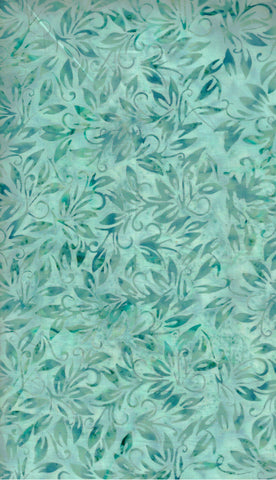 CAG 445 IB Mid green Leaves on Pale Green Cotton Batik Fabric by Island Batik