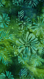 CAG 456 FB3 Floral Boutique Batik Cotton: Mid Sized Aqua Flowers on Blue Green for Patchwork and Quilting