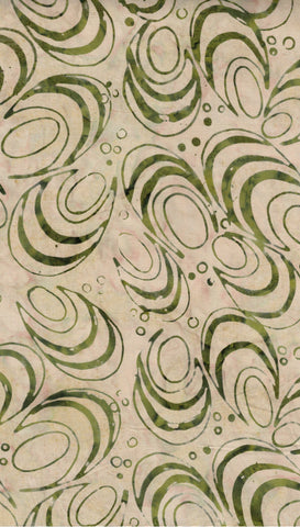 CAG BM 4 3.5 Floral Boutique Green Swirls on Beige Cotton for Patchwork and Quilting 3.5M Piece