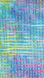 CAM 007 H Pastel Multicolour Woven Design on Aqua Turquoise Batik Cotton Fabric for Patchwork and Quilting. Hoffman Fabric