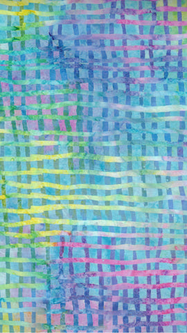CAM 007 H Pastel Multicolour Woven Design on Aqua Turquoise Batik Cotton Fabric for Patchwork and Quilting. Hoffman Fabric