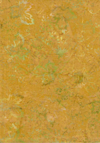 CAOY 248 FB2 Floral Boutique Pale Tan, Yellow, Green Leaves on Pale Mustard Batik Cotton for Patchwork and Quilting