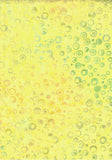 CAOY 249 FB2 Floral Boutique Yellow with Gold and Green Dots and Circles Batik Cotton for Patchwork and Quilting