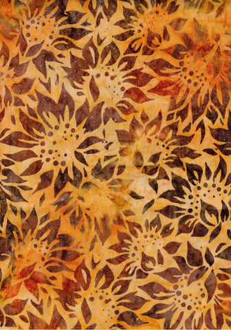 CAOY 212 Gold Orange Tan Sunflowers Batik Fabric