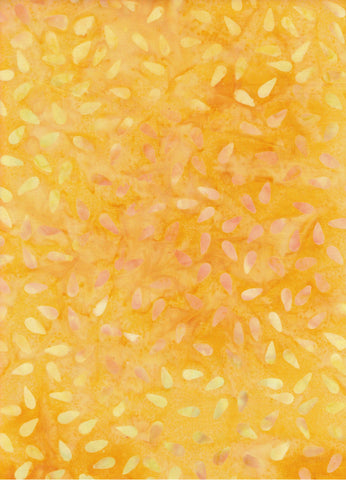 CAOY 230FB Floral Boutique Yellow, Gold Tear Drop Shapes on Yellow and Gold Batik Cotton for Patchwork and Quilting