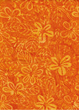 CAOY 231FB Floral Boutique Yellow Flowers and Leaves on Golden Orange Batik Cotton for Patchwork and Quilting