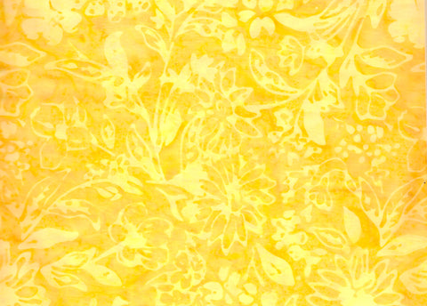 CAOY 253 T Golden Yellow with Paler Flowers Batik Cotton, for Patchwork, Quilting and Sewing