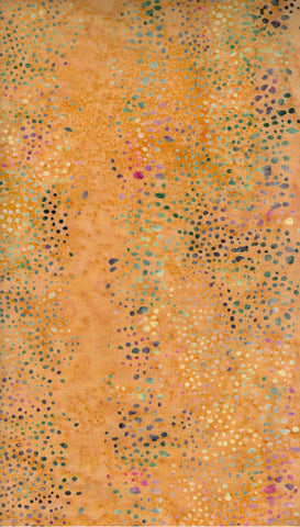 CAOY 255 H Multi Coloured irregular spots on Mustard Yellow Cotton Batik Fabric by Hoffman Patchwork and Quilting