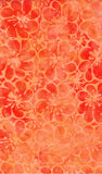 CAOY 263 FB3 Floral Boutique Batik Cotton Pale Orange Outlined Flowers on Orange for Patchwork and Quilting