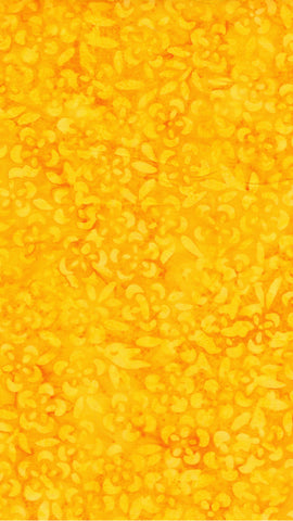 CAOY 269 FB3 Floral Boutique Batik Cotton: Golden Yellow Small Flowers and Leaves on Orange Yellow for Patchwork and Quilting