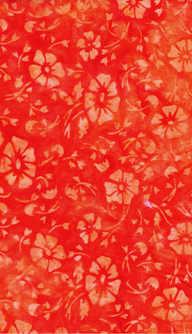 CAOY 270 FB3 Floral Boutique Batik Cotton: Pale Orange Flowers on Orange for Patchwork and Quilting