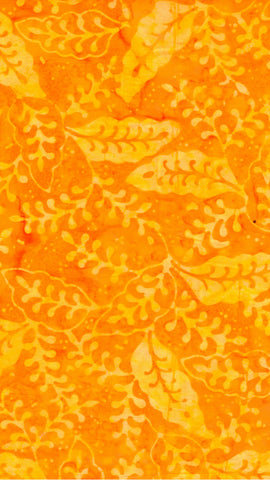 CAOY 272 FB3 Floral Boutique Batik Cotton: Yellow Leaves on Orange Yellow for Patchwork and Quilting