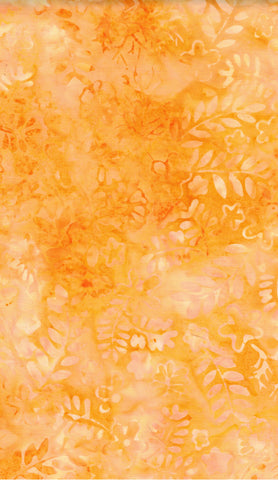 CAOY 278 FB3 Floral Boutique Batik Cotton: Golden Yellow Flowers and Leaves on Golden Yellow for Patchwork and Quilting