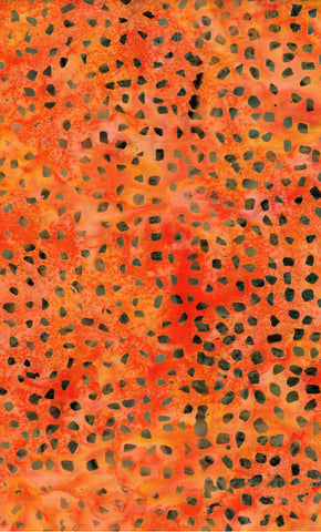 CAOY 280 A Anthology Fabrics Tan Triangular Random Shapes on Orange Cotton Batik Fabric Patchwork and Quilting