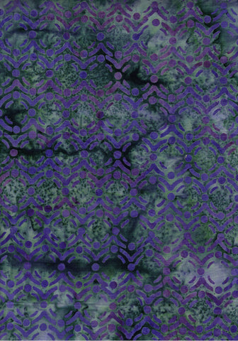 CAP 365H Blue to Violet Purple Circles on Green Hoffman Batik Fabric for Patchwork Quilting and Sewing