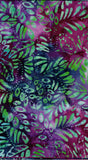 CAP 303 Vibrant Blue Turquoise Leaves and Dots on Burgundy Purple 1M Bulk Discount Piece Batik Cotton