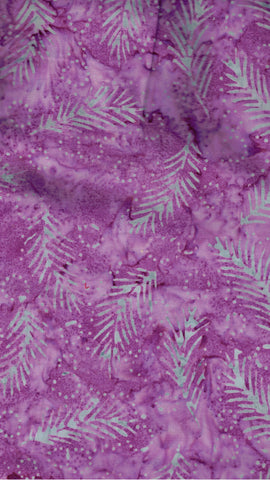CAP 399 Aqua Leaves and Dots on Mid Purple Batik Cotton Fabric