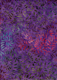 CAP 708 FB Floral Boutique Purple with Multi Coloured Leaf Sprays Batik Cotton Sale 0.75M Piece