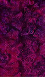 CAP 740 IB Pink Purple Butterflies on Deep Magenta Cotton Batik Fabric by Island Batik