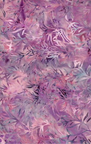 CAP 741 IB Mauve Grey Leaves on Mauve Cotton Batik Fabric by Island Batik