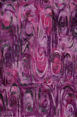 CAP 742 H Grey Scrolls on Pink Purple Cotton Batik Fabric by Hoffman Patchwork and Quilting