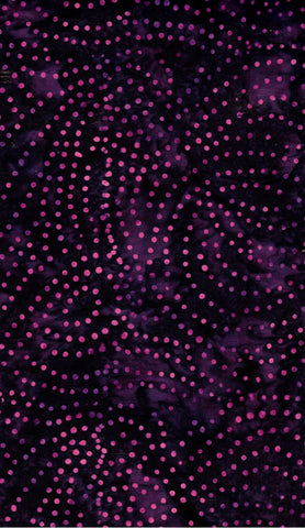CAP 747 FB3 Floral Boutique Batik Cotton Pink Dots in Spiral Patterns on Dark Purple for Patchwork and Quilting