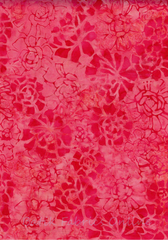 CAR 463 FB2 Floral Boutique Hot Pink and Orange Red Outlined and Solid Flowers on Pink and Orange Red Cotton for Patchwork and Quilting