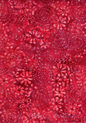 CAR 466 FB2 Floral Boutique Orange Red and White Flowers and Dots on Orange Red, Mauve and White Cotton for Patchwork and Quilting