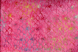 CAR 470 A  Pink with Small Multi Coloured Small Clam Shells and Hearts Batik for Patchwork and Quilting. Anthology Fabric