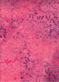 CAR 424 FB Floral Boutique Pale Pink to Mid Pink with Mauve Flowers Batik Cotton for Patchwork and Quilting