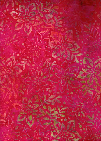 CAR 427 FB Floral Boutique Orange Tan Flowers on Hot Pink toned Batik Cotton for Patchwork and Quilting