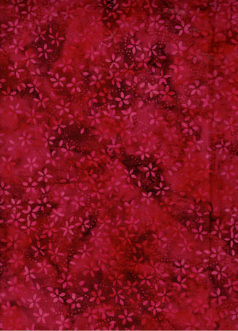 CAR 431 FB Floral Boutique Pale Red Small Flowers on Red Batik Cotton for Patchwork and Quilting