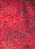 CAR 432 FB Floral Boutique Yellow Green Orange Pink Swirls on Crimson Red Batik Cotton for Patchwork and Quilting