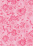 CAR 439FB Pale Pink with Hot Pink Flowers and Leaves Retro Cotton for Patchwork and Quilting