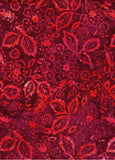 CAR 442FB Orange Leaves and Abstract Flowers on Deep Red Cotton for Patchwork and Quilting